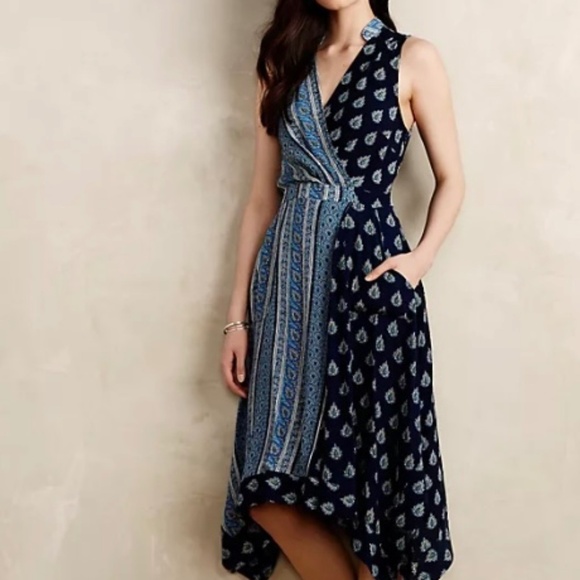 *PRICE IS FIRM* Maeve Eclipsed faux wrap dress in a paisley prints - Picture 2 of 12